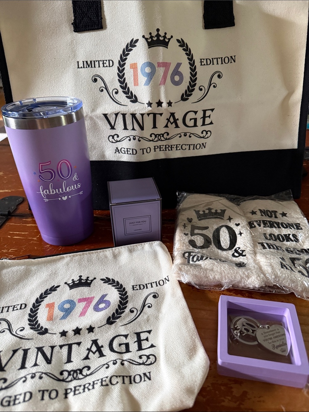 Lavender '50 & Fabulous' Travel Tumbler - Stylish Insulated Cup
